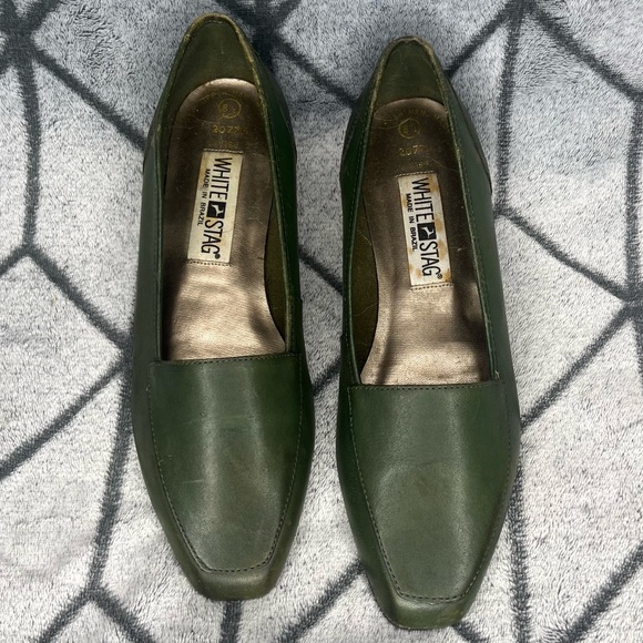 White Stag Vintage Louise Green Leather Loafers - Picture 2 of 7